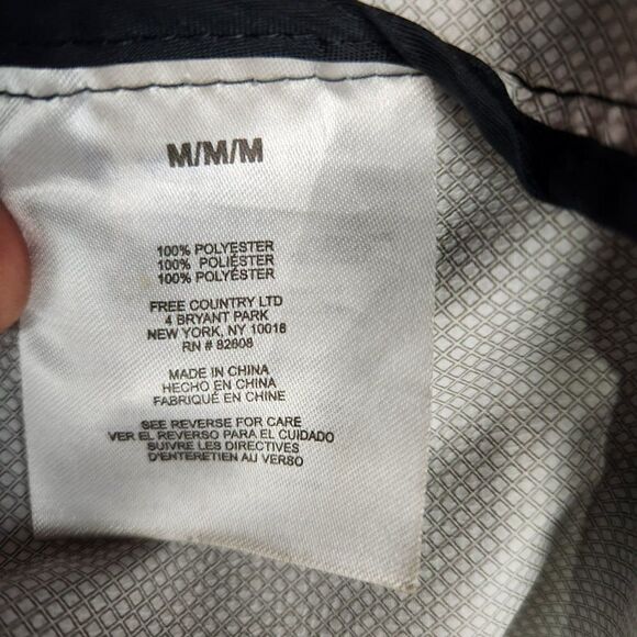 Free Country Mens Jacket Waterproof Shell Medium Black Camo Zip Up Hooded - Picture 6 of 6